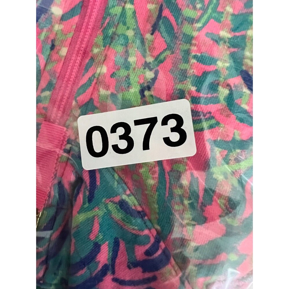 Lilly Pulitzer Girls Pullover Tropical Pink Palm Print Quarter Zip L - Picture 9 of 9